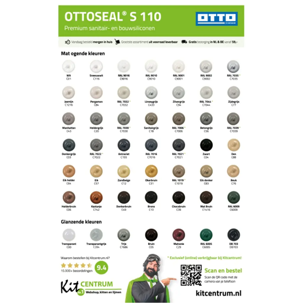 OTTOSEAL S110 kleurenkaart — gebruikt door De Kitbaas