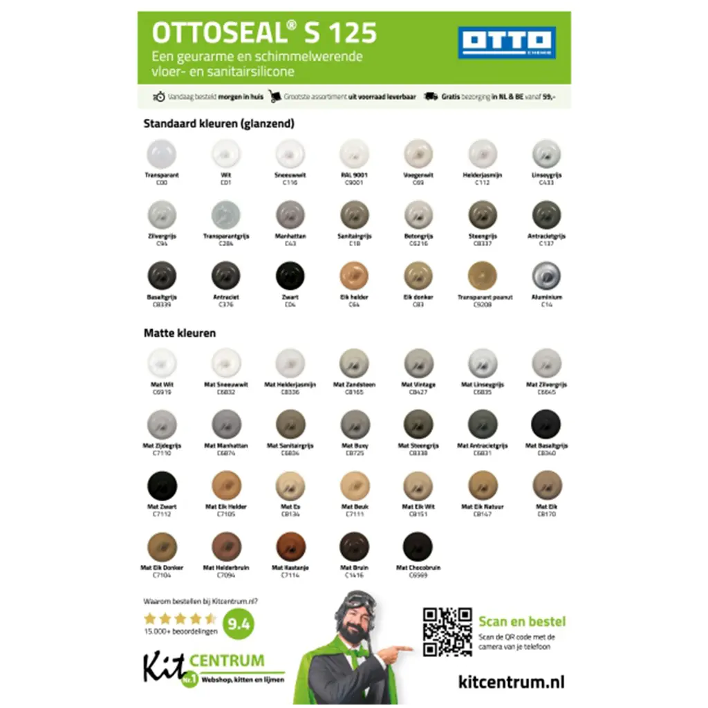 OTTOSEAL S125 kleurenkaart — gebruikt door De Kitbaas